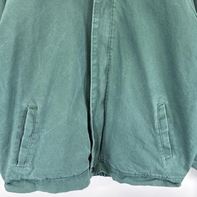 古着 ウォールズ walls USA製 ワークジャケット ダック フルジップ 襟コーデュロイ 中綿 大きいサイズ 2XL  グリーン メンズ