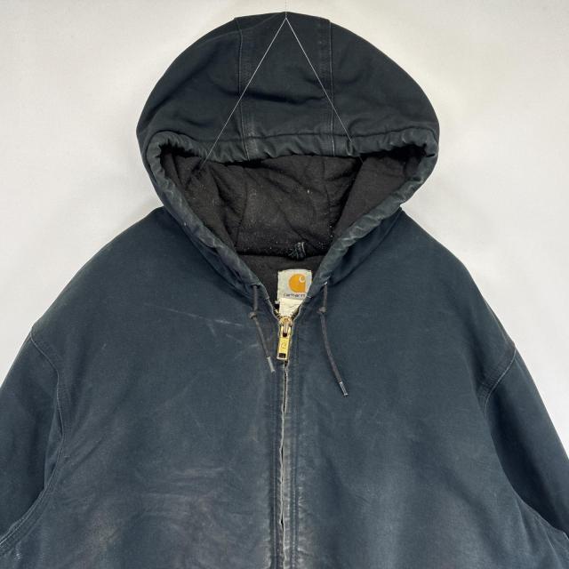 古着 カーハート Carhartt ワークジャケット アクティブジャケット ダック ワンポイントロゴ 大きいサイズ パーカー 中綿  ブラック_1