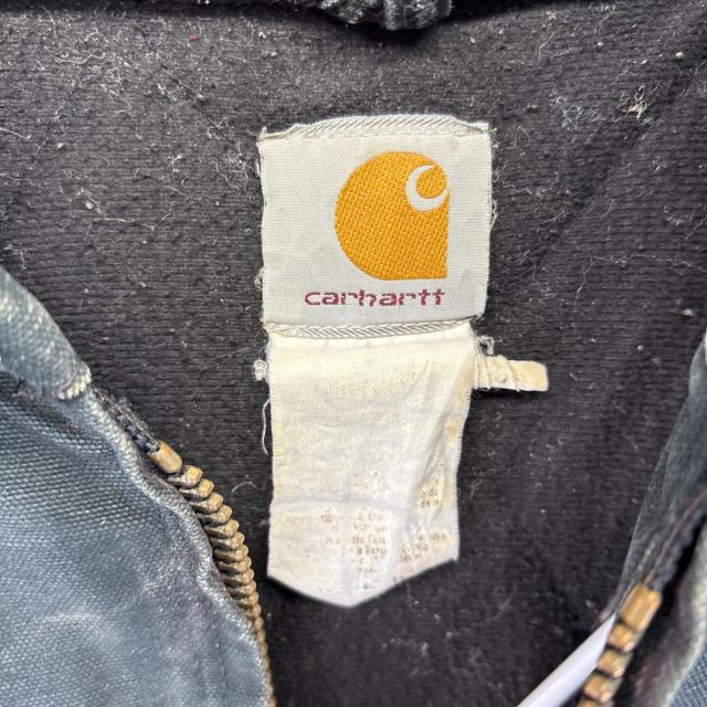 古着 カーハート Carhartt ワークジャケット アクティブジャケット ダック ワンポイントロゴ 大きいサイズ パーカー 中綿  ブラック_4