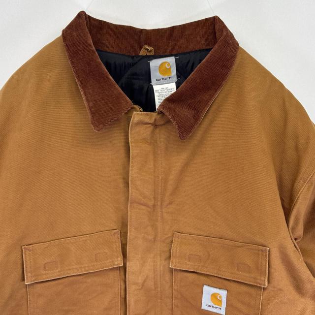 【星タグ90s】カーハート　ワンポイントロゴ　裏地なし　ダックカバーオール　44 星タグ90s】カーハート ワンポイントロゴ 裏地なし ダックカバーオール