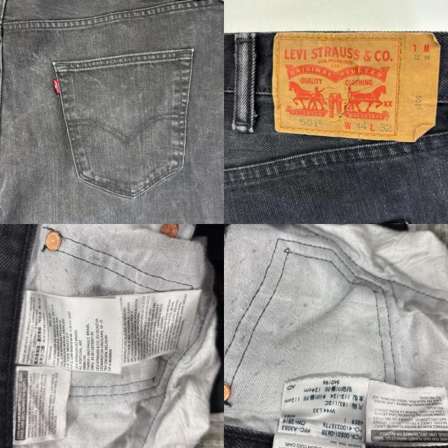 古着 リーバイス Levis デニムパンツ 501 ストレート 大きいサイズ ジーンズ ジーパン 5ポケット 長ズボン w44 L32  ブラック メンズ