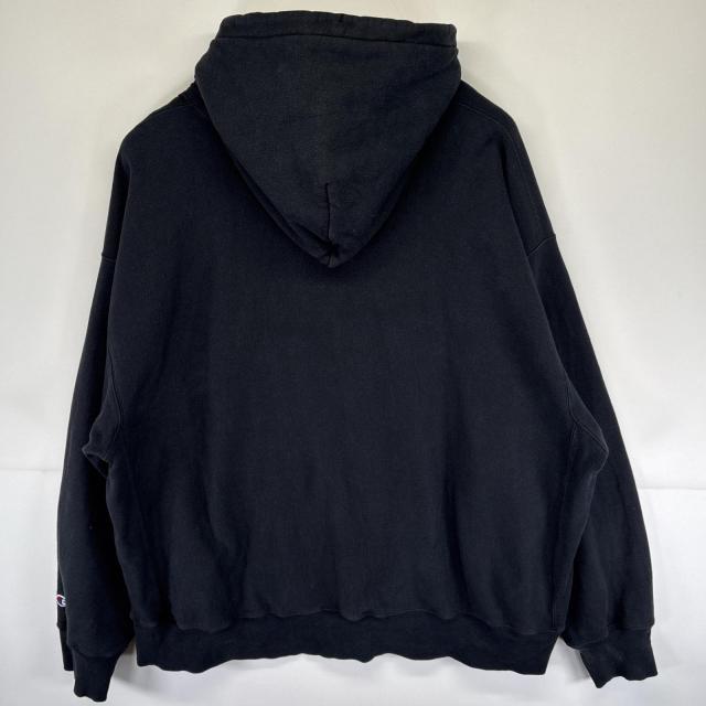 古着 チャンピオン Champion パーカー プレミアムリバースウィーブ 目無し スウェット フーディ 大きいサイズ XXXXL  ブラック メンズ_5