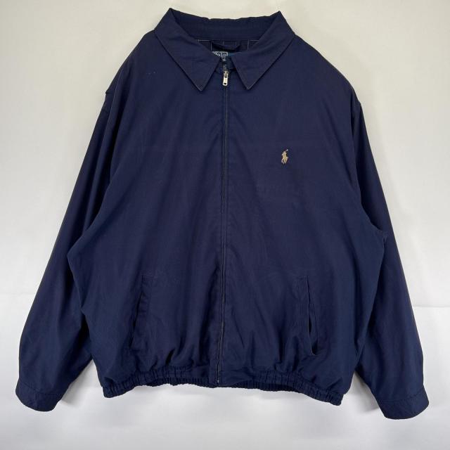 古着 ポロバイラルフローレン Polo by Ralph Lauren スウィングトップジャケット フルジップ ワンポイントロゴ刺繍 3XLT  ネイビー