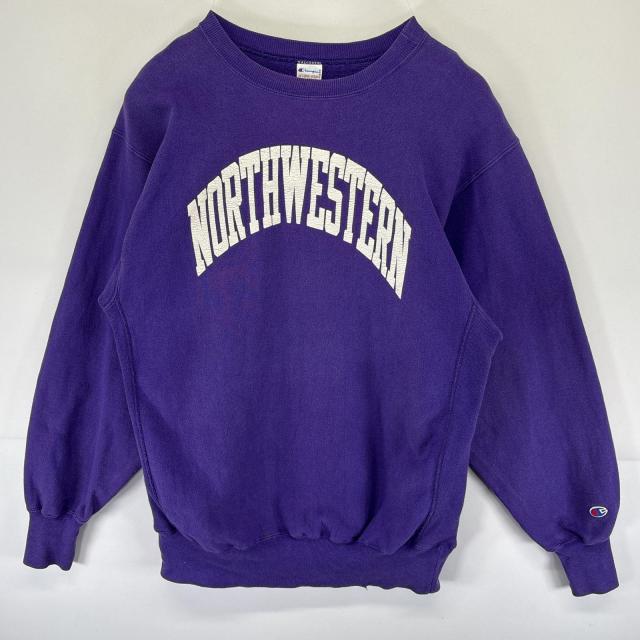 古着 90s/90年代 チャンピオン Champion USA製 スウェット リバースウィーブ トレーナー カレッジロゴプリント XXL  パープル メンズ