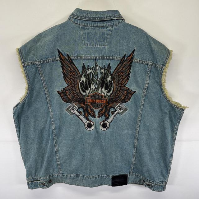 古着 ハーレーダビッドソン HARLEY DAVIDSON デニムベスト バックロゴ
