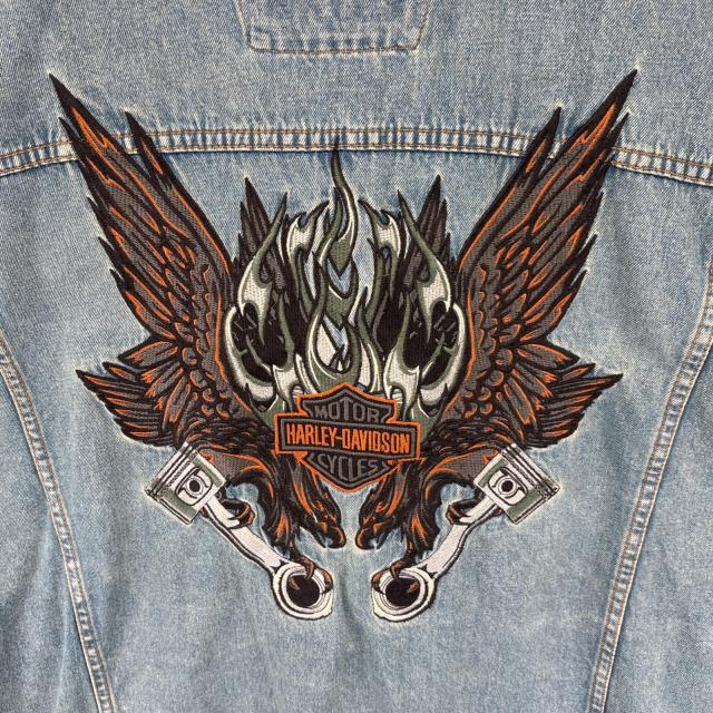 古着 ハーレーダビッドソン HARLEY DAVIDSON デニムベスト バックロゴ