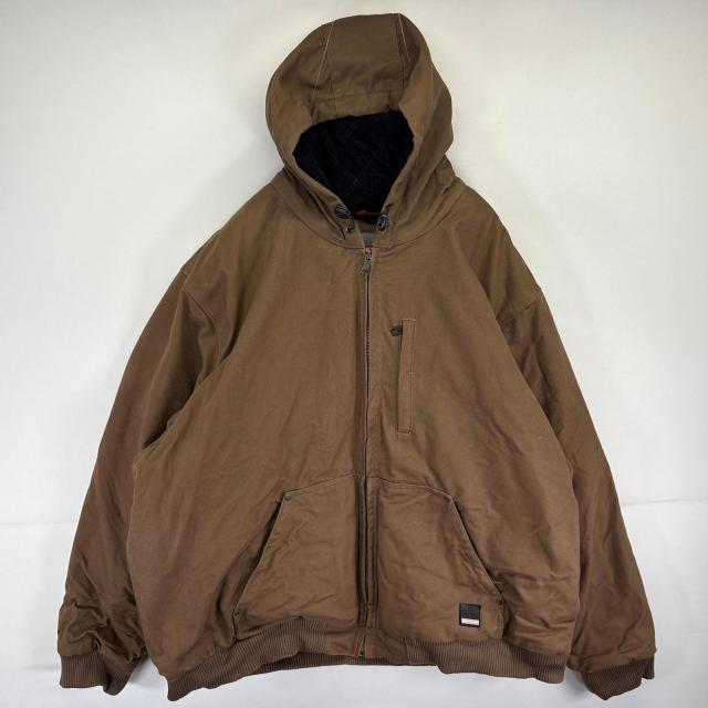 古着  CRAFTS MAN ダック ワークジャケット デトロイトジャケットタイプ 中綿 フルジップ ワンポイント XXL  ブラウン系 メンズ