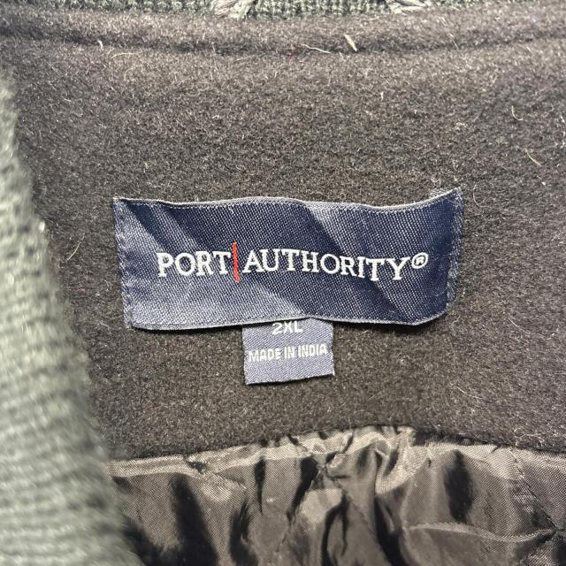 古着 ポートオーソリティ PORT AUTHORITY スタジャン アワードジャケット バック刺繍 大きいサイズ 中綿 ウールレザー 2XL ブラック_5