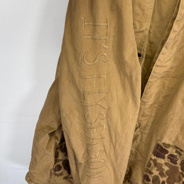 古着  BORN FLY カバーオール サファリジャケット 大きいサイズ ボアライナー 刺繍 3XL  ブラウン系 メンズ 古着 BORN FLY カバーオール サファリジャケット 大きいサイズ ボア