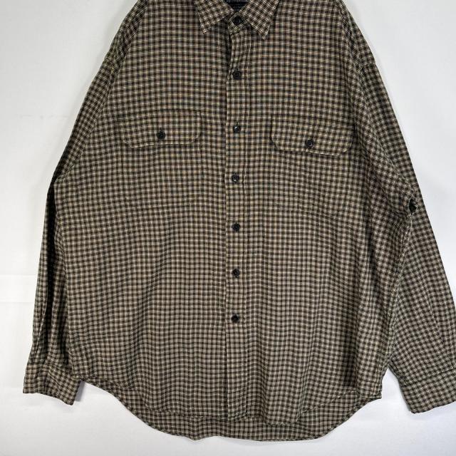 古着 90s/90年代 ポロバイラルフローレン Polo by Ralph Lauren 長袖シャツ ロゴ 刺繍 フラップポケ チェック G.I.SHIRT L
