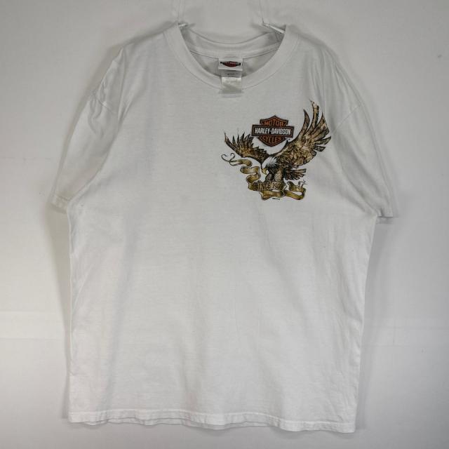 古着 ハーレーダビッドソン HARLEY DAVIDSON 半袖Tシャツ イーグル ガール モーターカルチャー 肉厚 L  ホワイト 両面プリント メンズ