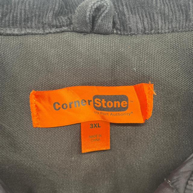 古着 コーナーストーン Corner Stone ワークジャケット ダック デトロイトタイプ ロゴ刺繍 フルジップ 中綿 3XL ブラック メンズ_6