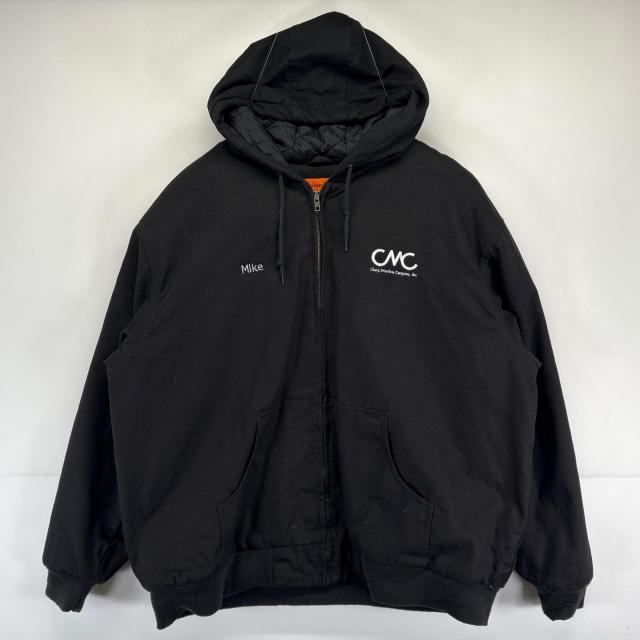 古着  Corner Stone ワークジャケット 大きいサイズ 中綿 アクティブジャケット 企業ロゴ 2XL  ブラック メンズ