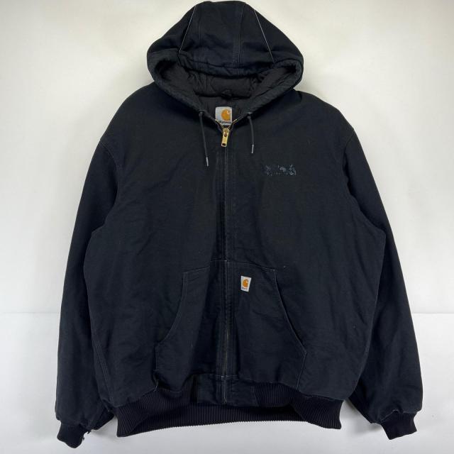 古着 カーハート Carhartt USA製 ワークジャケット 大きいサイズ アクティブジャケット ワーク ワンポイントロゴ 2XL  ブラック メンズ 古着 カーハート Carhartt USA製 ワークジャケット 大きいサイズ