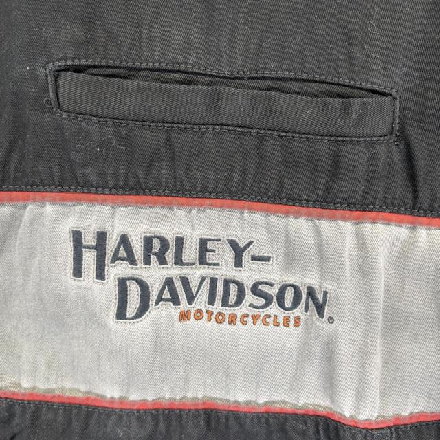 古着 ハーレーダビッドソン HARLEY DAVIDSON 半袖シャツ レーシングシャツ ワッペン 大きいサイズ バックデザイン 4XL  ブラック メンズ_5