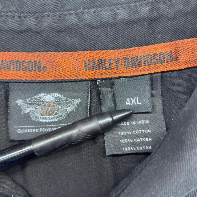 古着 ハーレーダビッドソン HARLEY DAVIDSON 半袖シャツ レーシングシャツ ワッペン 大きいサイズ バックデザイン 4XL  ブラック メンズ_8