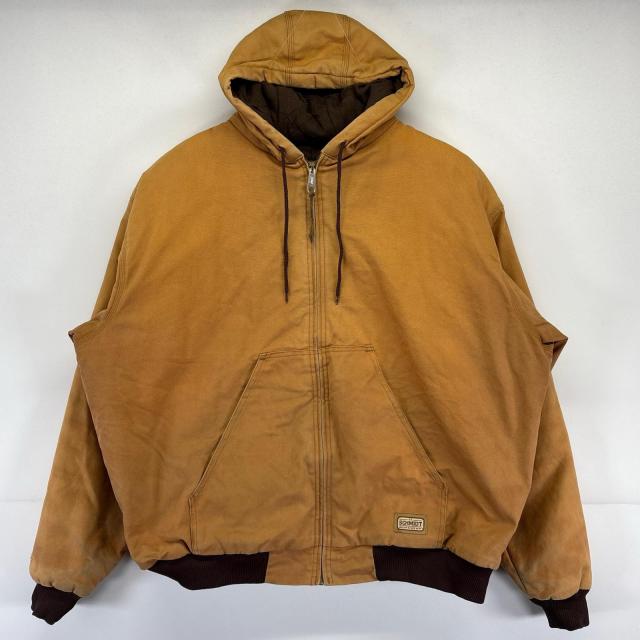 古着  SCHMIDT ワークジャケット 大きいサイズ ダック地 アクティブジャケットタイプ フルジップ 2XL  ブラウン系 メンズ