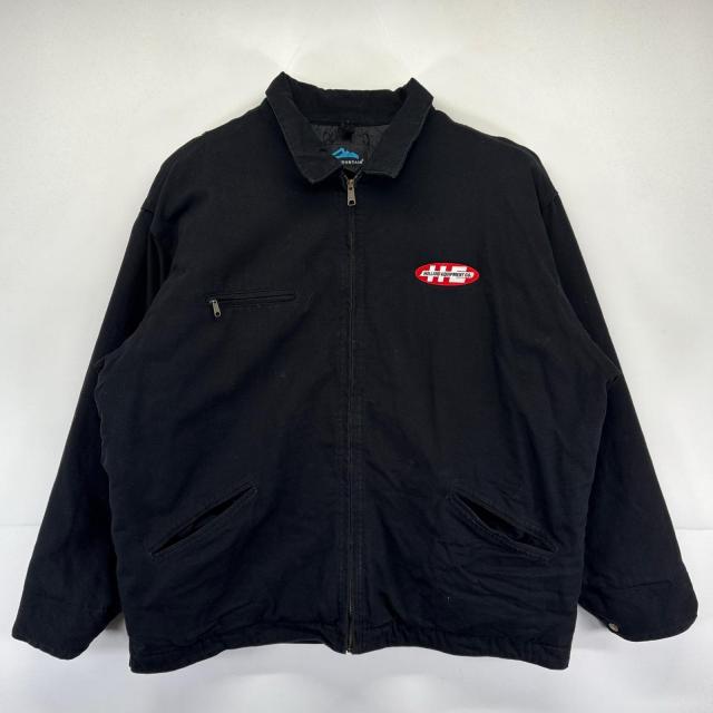 古着 トライマウンテン TRI-MOUNTAIN ワークジャケット 大きいサイズ デトロイトジャケットタイプ 企業ロゴ ワッペン 2XL  ブラック