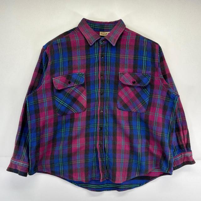 古着 90s/90年代 ファイブブラザー FIVE BROTHER 長袖シャツ 大きいサイズ チェック柄 ポケット ネルシャツ アメカジ 2XL マルチカラー