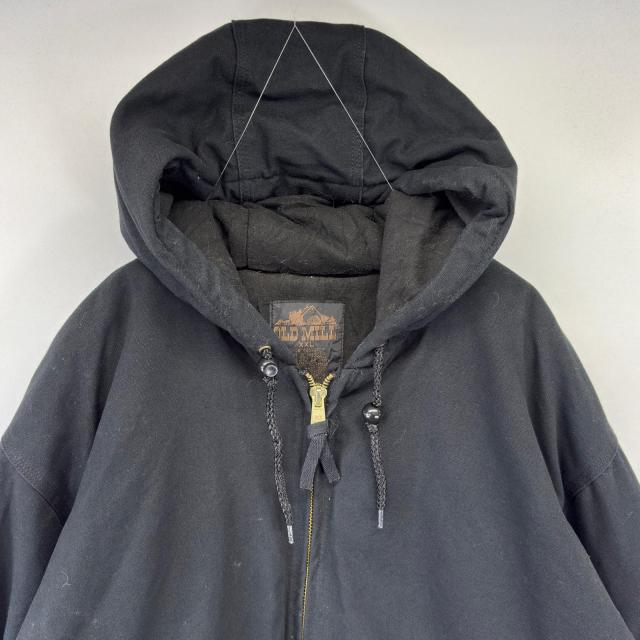古着 オールドミル OLD MILL ワークジャケット ダッグジャケット アクティブタイプ 中綿 ワンポイントロゴ 2XL ブラック メンズ_1