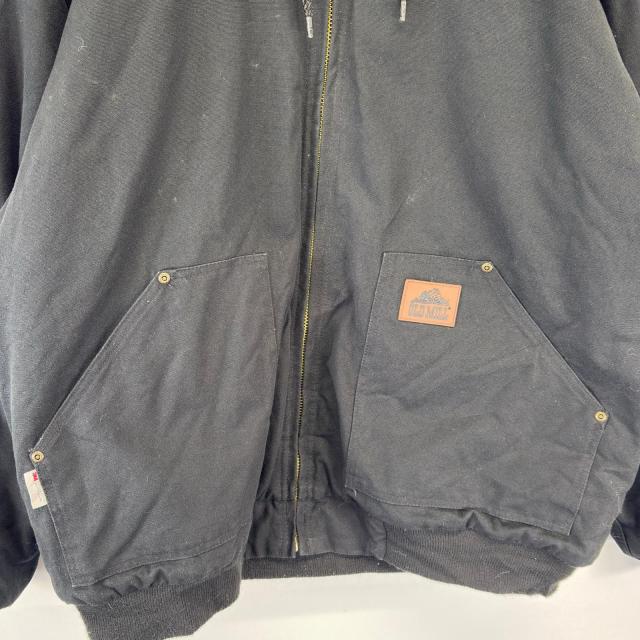 古着 オールドミル OLD MILL ワークジャケット ダッグジャケット アクティブタイプ 中綿 ワンポイントロゴ 2XL ブラック メンズ_2