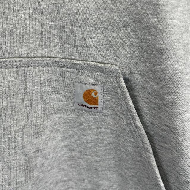 古着 カーハート Carhartt パーカー 大きいサイズ ハーフジップ ワンポイントロゴ刺繍 プルオーバー 3XL  グレー系 メンズ_4