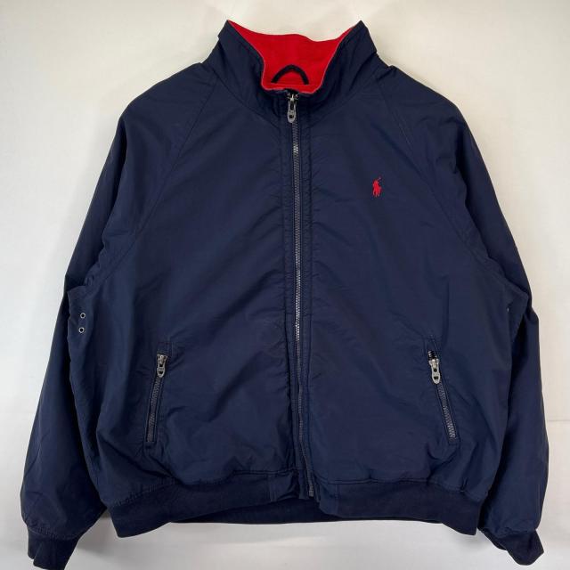 古着 ポロ・ラルフローレン POLO RALPH LAUREN ナイロンジャケット 大きいサイズ ウォームアップジャケット フルジップ 3XB ネイビー
