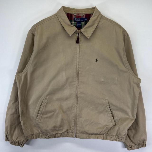 古着 ポロバイラルフローレン Polo by Ralph Lauren スウィングトップジャケット 大きいサイズ ブルゾン ワンポイント 2XL ベージュ