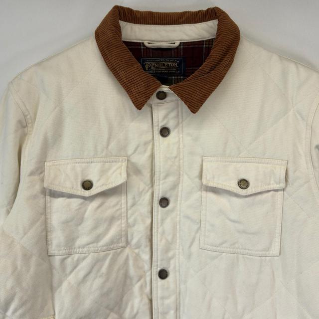 古着 ペンドルトン PENDLETON スウィングトップジャケット 大きいサイズ キルティングジャケット 胸ポケット 2XL ベージュ系 メンズ_1