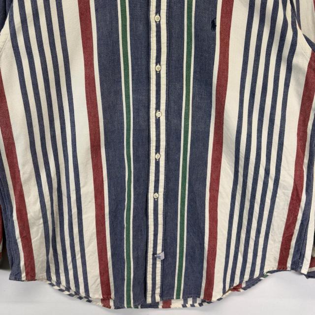 古着 ラルフローレン RALPH LAUREN 長袖シャツ 大きいサイズ ボタンダウン ストライプ柄 ワンポイントロゴ XL マルチカラー メンズ_2