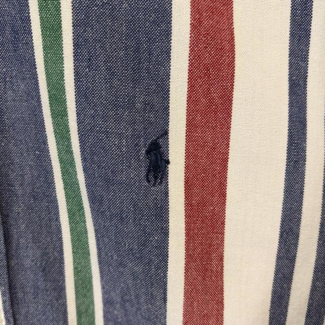 古着 ラルフローレン RALPH LAUREN 長袖シャツ 大きいサイズ ボタンダウン ストライプ柄 ワンポイントロゴ XL マルチカラー メンズ_4