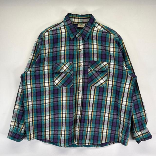 古着 90s/90年代 ファイブブラザー FIVE BROTHER 長袖シャツ 大きいサイズ ネルシャツ 胸ポケット 厚手 2XL マルチカラー メンズ