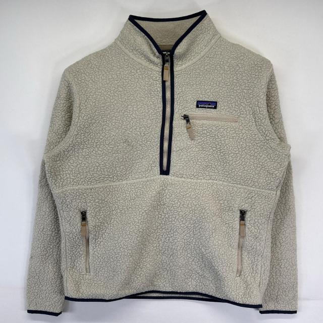 古着 パタゴニア patagonia フリースジャケット ハーフジップ プルオーバー アウトドア ワンポイントロゴ L ベージュ メンズ