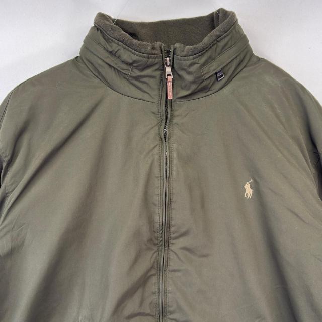 古着 ポロバイラルフローレン Polo by Ralph Lauren ナイロンジャケット 大きいサイズ フルジップ 中綿 裏地フリース 2XL グリーン_1