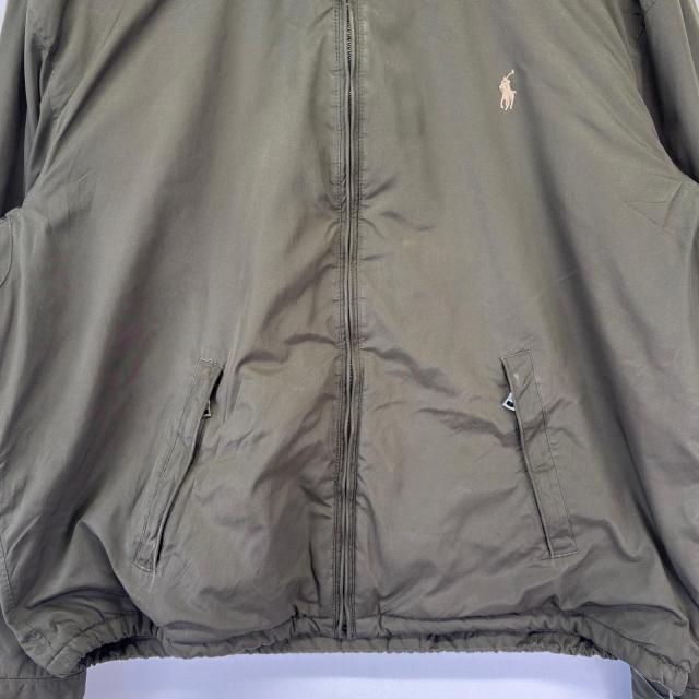 古着 ポロバイラルフローレン Polo by Ralph Lauren ナイロンジャケット 大きいサイズ フルジップ 中綿 裏地フリース 2XL グリーン_2