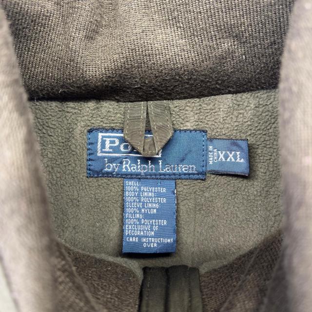 古着 ポロバイラルフローレン Polo by Ralph Lauren ナイロンジャケット 大きいサイズ フルジップ 中綿 裏地フリース 2XL グリーン_6