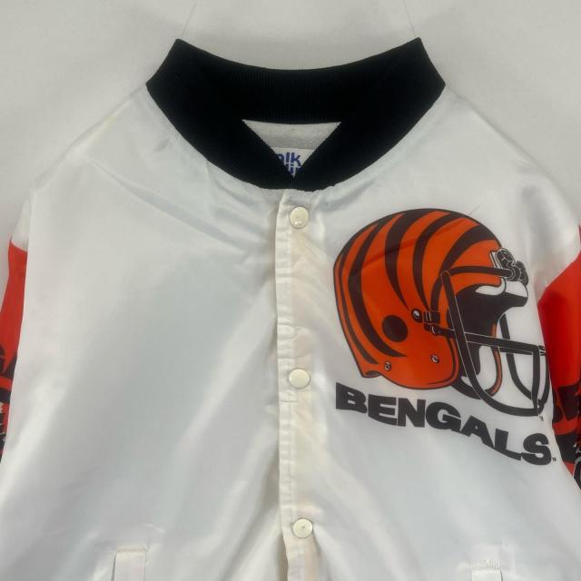古着 チョークライン Chalk Line USA製 スタジャン ナイロン ブルゾン NFL ベンガルズ ビッグプリント S ホワイト メンズ_1
