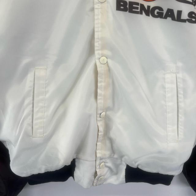 古着 チョークライン Chalk Line USA製 スタジャン ナイロン ブルゾン NFL ベンガルズ ビッグプリント S ホワイト メンズ_2