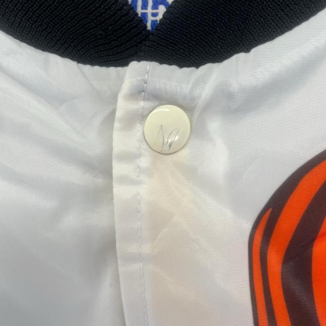 古着 チョークライン Chalk Line USA製 スタジャン ナイロン ブルゾン NFL ベンガルズ ビッグプリント S ホワイト メンズ_4