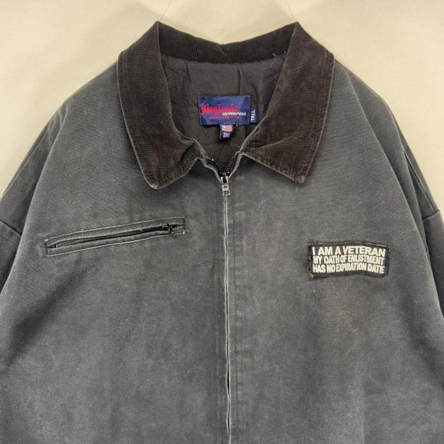 古着 キングルイ King Louie USA製 ワークジャケット ダック デトロイトタイプ 大きいサイズ 襟コーデュロイ 3XL ブラック メンズ_1