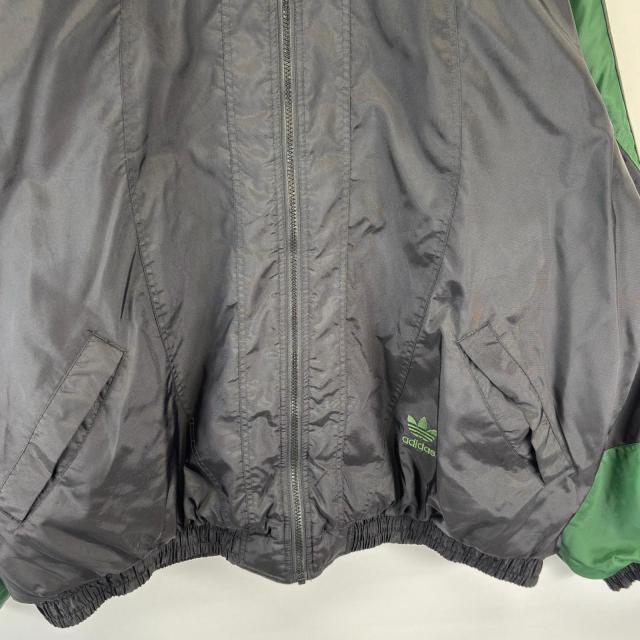 古着 アディダス adidas ナイロンジャケット フルジップ 大きいサイズ トレフォイルロゴ ワンポイントロゴ パーカー 2XL ブラック_2