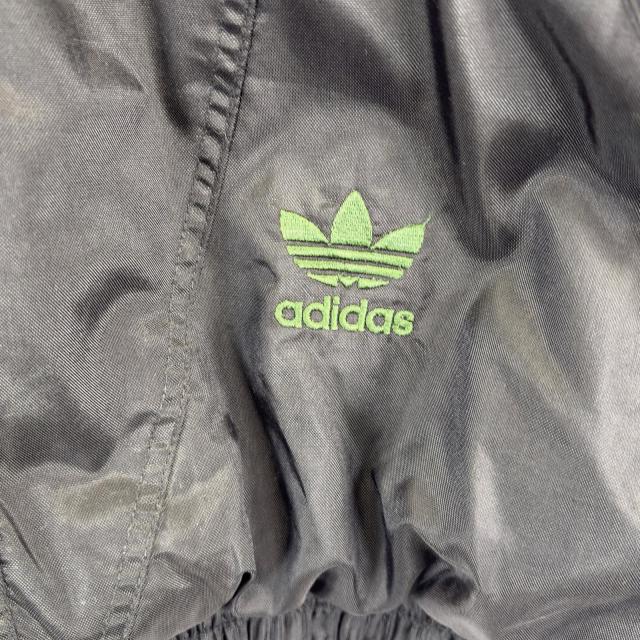 古着 アディダス adidas ナイロンジャケット フルジップ 大きいサイズ トレフォイルロゴ ワンポイントロゴ パーカー 2XL ブラック_3