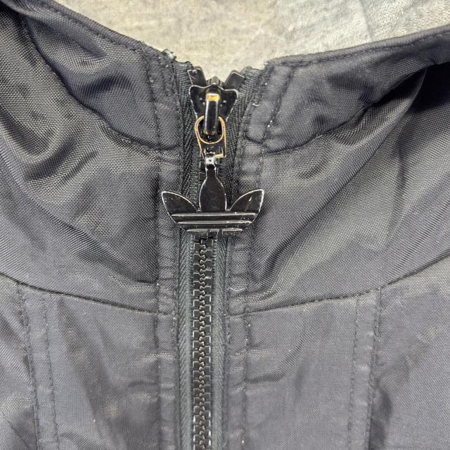 古着 アディダス adidas ナイロンジャケット フルジップ 大きいサイズ トレフォイルロゴ ワンポイントロゴ パーカー 2XL ブラック_4