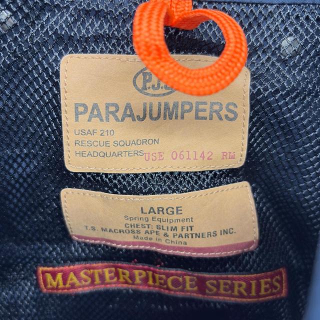 古着 パラジャンパーズ Parajumpers ジャケット ボンバージャケット フライトジャケット フルジップ ワッペン L  ネイビー メンズ_4