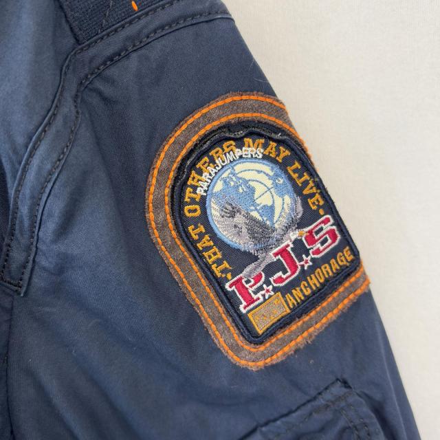 古着 パラジャンパーズ Parajumpers ジャケット ボンバージャケット フライトジャケット フルジップ ワッペン L  ネイビー メンズ_6
