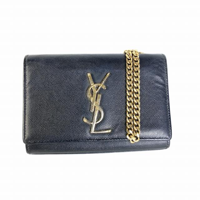 YVES SAINT LAURENT イヴ・サンローラン  ショルダーバッグ レザー ブラック 【中古】 レディース