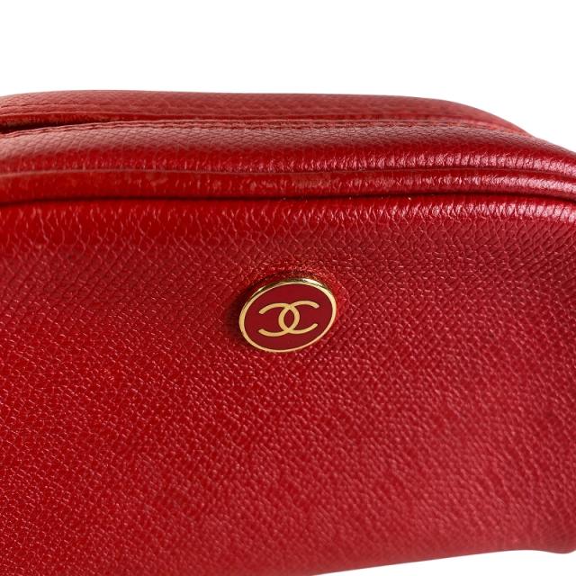 CHANEL シャネル ココマーク ポーチ マットキャビアスキン レッド