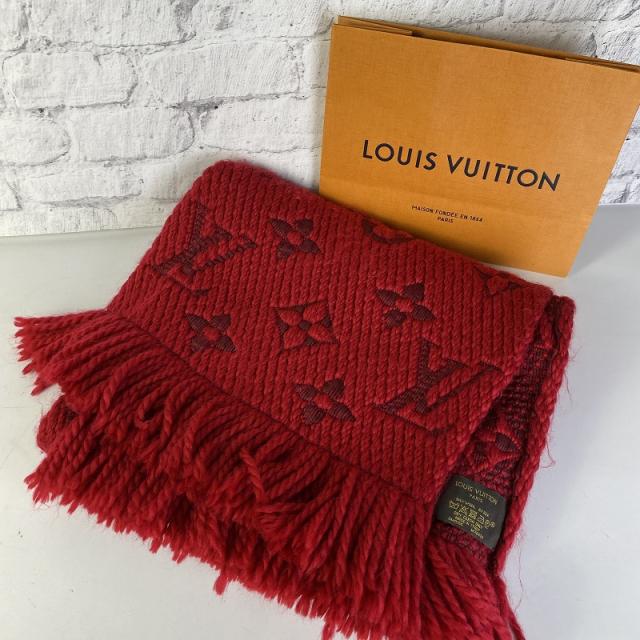 LOUIS VUITTON ルイ・ヴィトン モノグラム マフラー ウール レッド