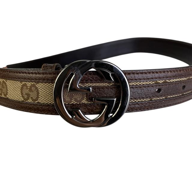 GUCCI グッチ  ベルト GGキャンバス ベージュ 【中古】 レディース