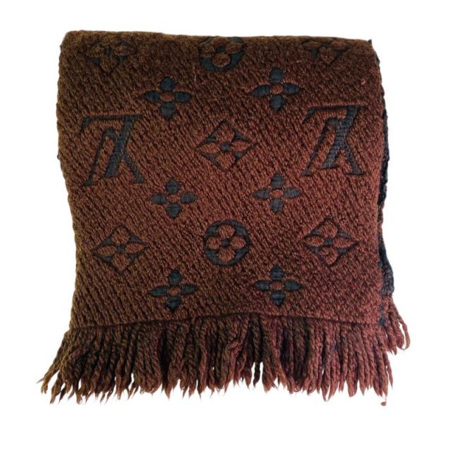 ロゴパターン マフラー ブラウン.. FENDI ロゴパターン マフラー